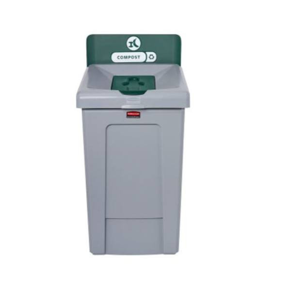 Rubbermaid Commercial Slim Jim Recycling Station 1-Stream Compost Green 33 Gal