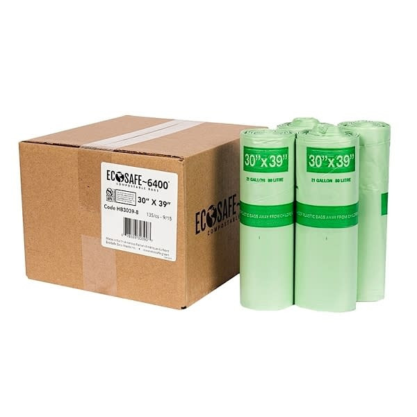 Ecosafe Compostable Can Liner 0.85 mL 30 In. X 39 In. (135-Case)