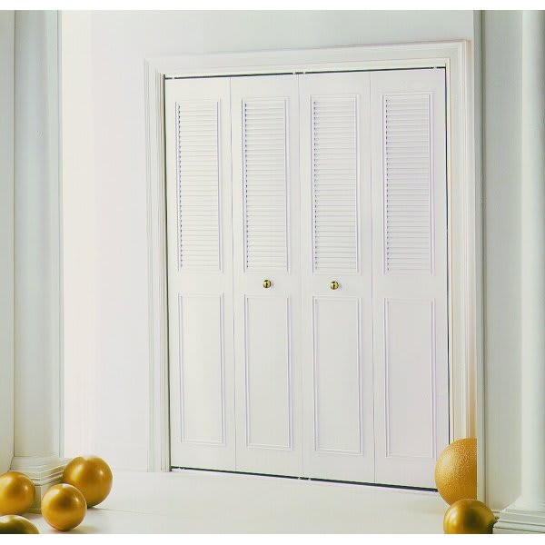 Dunbarton The Classic Metal Bi-Fold Door, 4 Panel, 42" X 80", Ivory