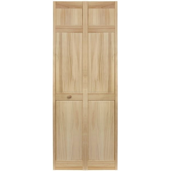 Plantation 28 X 80 In. 2 In. Thick 6-Panel Solid Core Bi-Fold Door (Stain Ready)