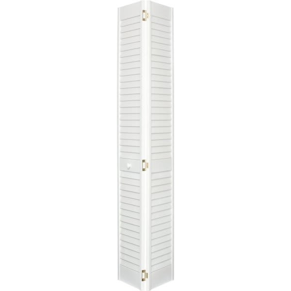 Plantation 28 X 80 In. 2 In. Thick Louver/Louver Solid Wood Core Bi-Fold Door (Primed White)