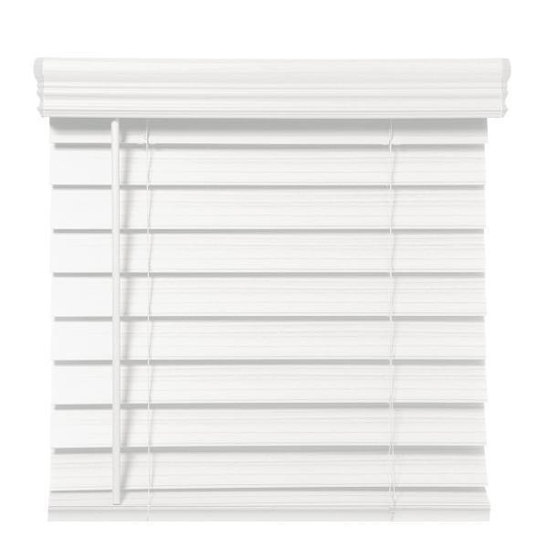 Champion 2.5 In. Embossed Faux Wood 30 In. X 64 In. Room Darkening Blind, White