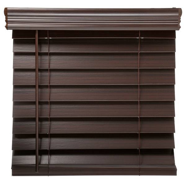 Champion 2.5 In. Embossed Faux Wood 54 In. X 64 In. Room Darkening Blind, Dark Walnut
