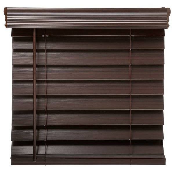 Champion 2.5 In. Embossed Faux Wood 72 In. X 72 In. Room Darkening Blind, Dark Walnut