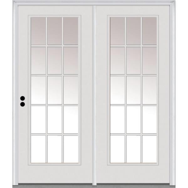 National Door Primed Steel Patio Door, 15 Lite External Grilles, 4-9/16-In, Rhis
