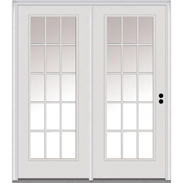 National Door Primed Steel Patio Door, 15 Lite Internal Grilles, 4-9/16-In, Lhis