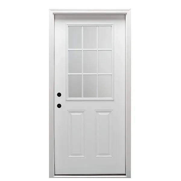 Mmi Door 32"X80" RH 9-Lite Clear Classic External Grilles Prehung Front Door