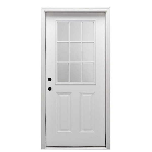 Mmi Door 32"X80" RH 9-Lite Clear Primed Prehung Front Door On 6-9/16" Frame