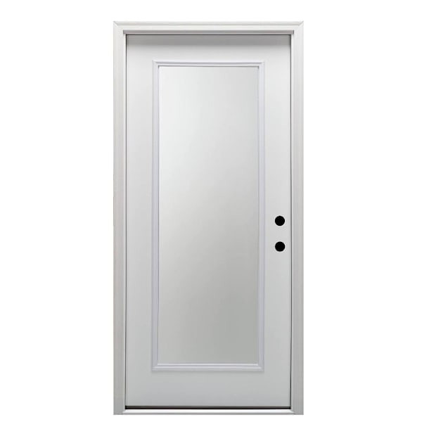 Mmi Door 36"X80" Classic LH 1/2 Lite Clear Steel Prehung Front Door, Brickmould
