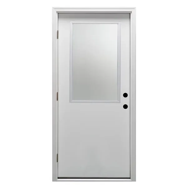 Mmi Door 36"X80" Classic RH 1/2-Lite Clear Steel Prehung Front Door, Brickmould