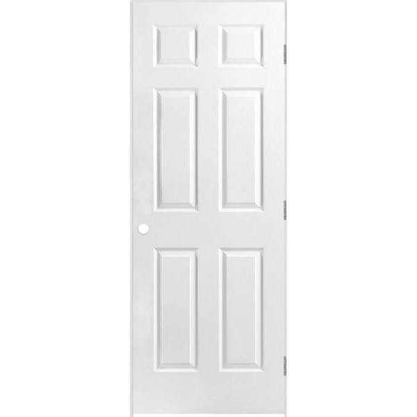 Masonite 28 In. X 80 In. X 4-9/16 In. Primed 6-Panel Solid Core Single Prehung Interior Door Left Hand