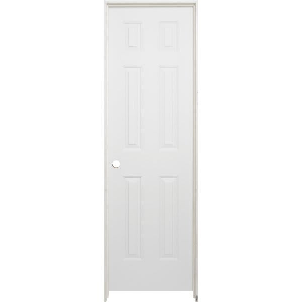 Masonite 32 In. X 80 In. X 4-9/16 In. Primed 6-Panel Single Prehung Interior Door Left Hand Flat Jamb