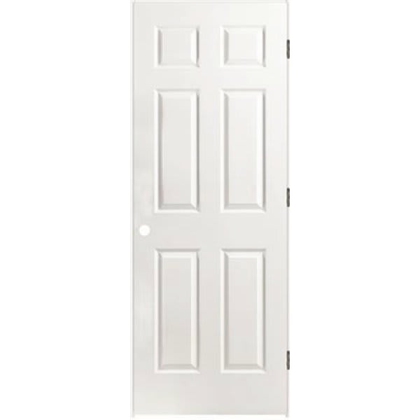 Masonite 34 In. X 80 In. X 4-9/16 In. Primed 6-Panel Hollow Core Single Prehung Interior Door Right Hand