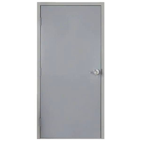 Armor Door 36 In. X 80 In. Fire-Rated Right-Hand Flush Steel Prehung Door W/ Frame And Hardware (Gray)