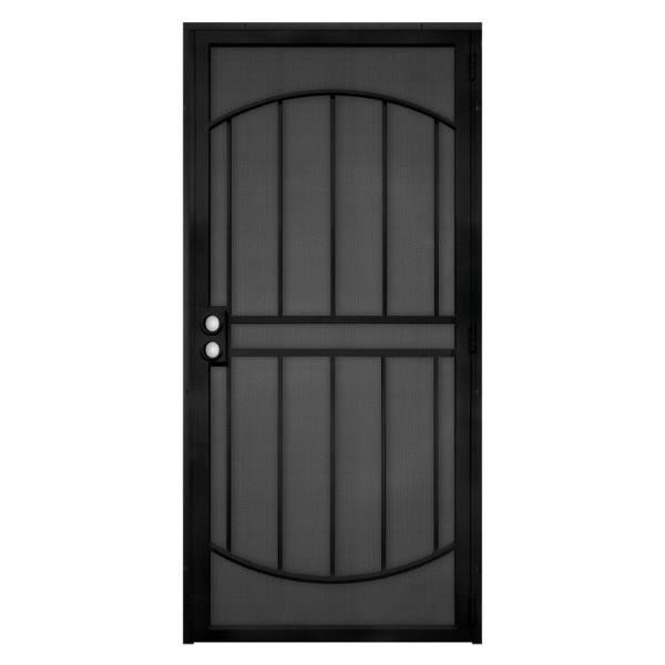 Unique Home Designs 32 In. X 80 In. Arcada Black Surface Steel Security Door