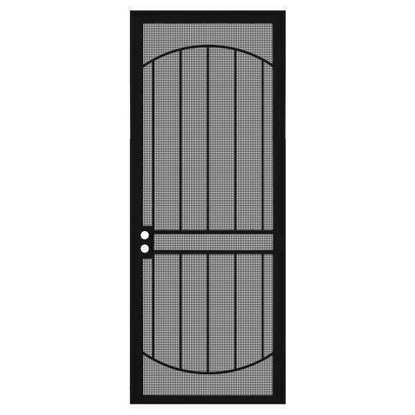 Unique Home Designs 36 In. X 96 In. Arcada Black Surface Mount Left Steel Door