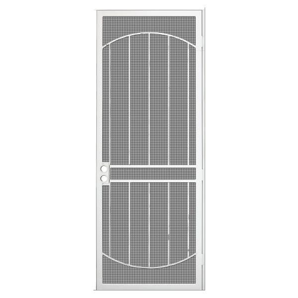 Unique Home Designs 36 In. X 96 In. Arcada White Left Steel Security Door