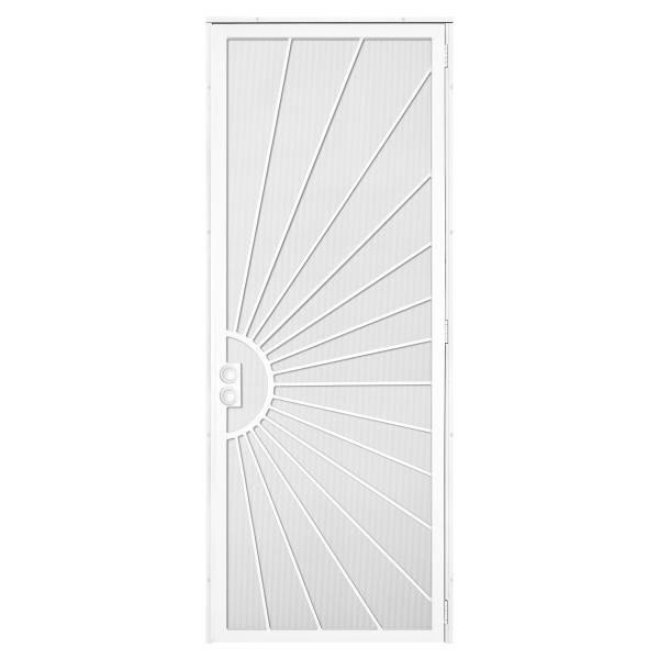 Unique Home Designs 36 In. X 96 In. Solana White Left Steel Security Door