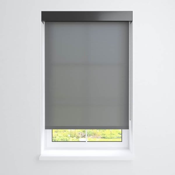 Fabtex Manual Roller Shade For Windows 72"-84"W X 84"H 1% Charcoal Iron Grey