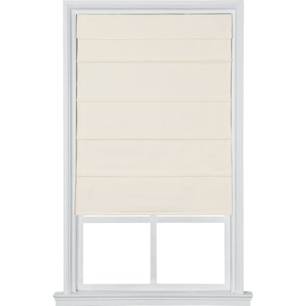 Home Basics Cordless Cotton Duck Thermal Roman Shade 35" X 64" Ivory