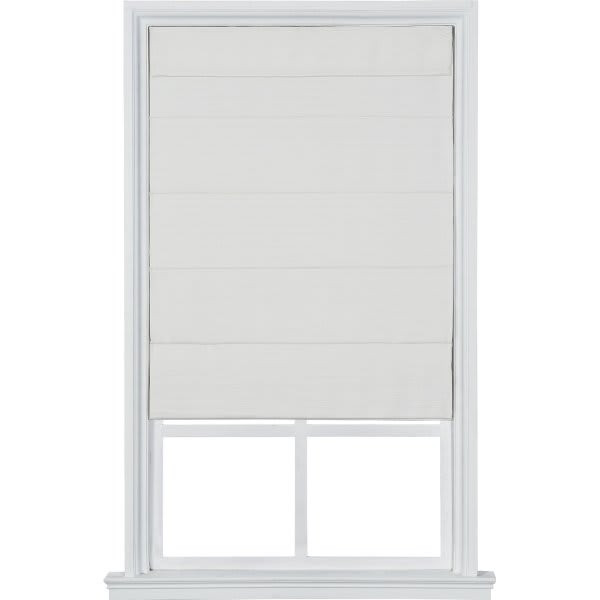 Home Basics Cordless Large Fold Textured Fabric Roman Shade 23" X 64" White