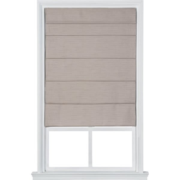 Home Basics Cordless Large Fold Textured Fabric Roman Shade 35" X 64" Khaki