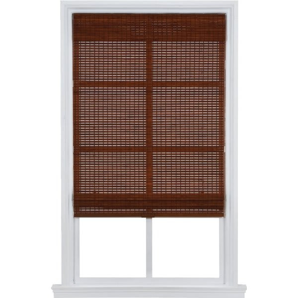 Home Basics Cordless Natural Woven Bamboo Roman Shade 35" X 64" Pecan