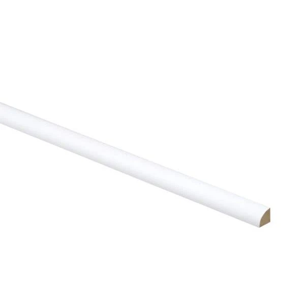 Newport 96 In. W X 0.75 In. D X 0.75 In. H Solid Wood Kitchen Cabinet Quarter Round Molding In Pacific White