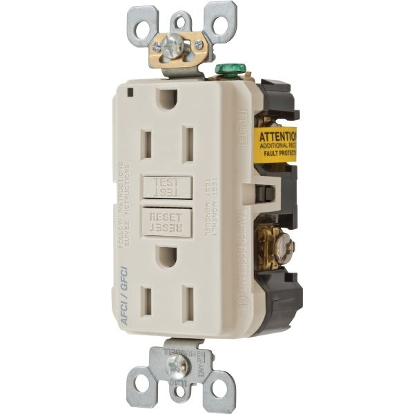 Hubbell 15 Amp 125 Volt Combination Tamper-Resistant Afci/Gfci Receptacle (Light Almond)