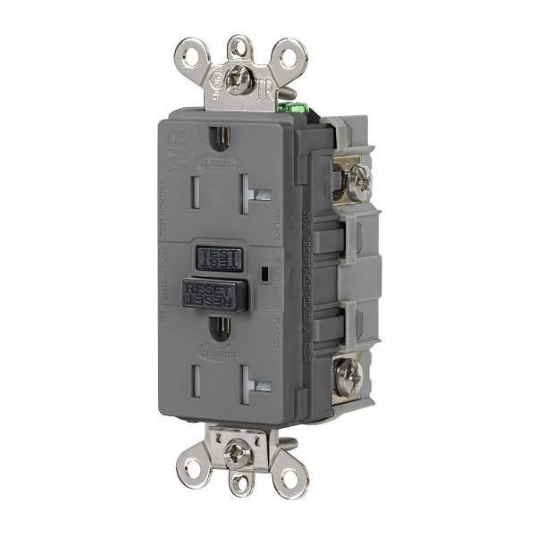 Hubbell Wiring Autoguard 20a 125v Extra Heavy Duty Ind Tr/Wr Gfci Recp Gray