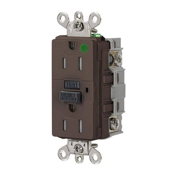 Hubbell Wiring Autoguard 15a 125v Industrial Hospital Tr/Wr Gfci Recp Brown