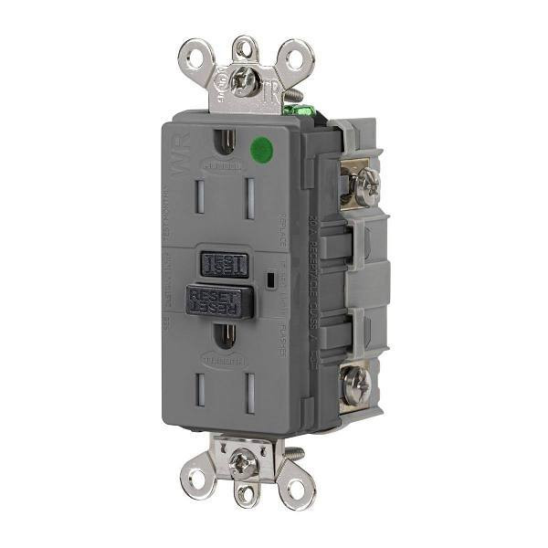 Hubbell Wiring Autoguard 15a 125v Industrial Hospital Tr/Wr Gfci Recp Gray