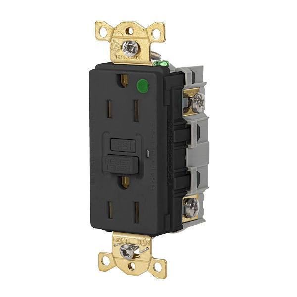 Hubbell Wiring Autoguard 15a 125v Heavy Duty Com Hospital Gfci Recp Black