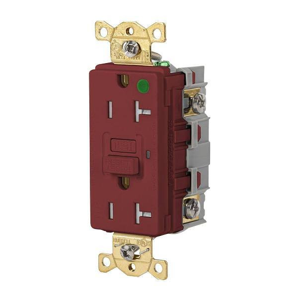 Hubbell Wiring Autoguard 20a 125v Heavy Duty Com Hospital Tr/Wr Gfci Recp Red