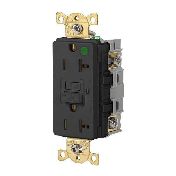 Hubbell Wiring Autoguard 20a 125v Heavy Duty Com Hospital Gfci Recp Black