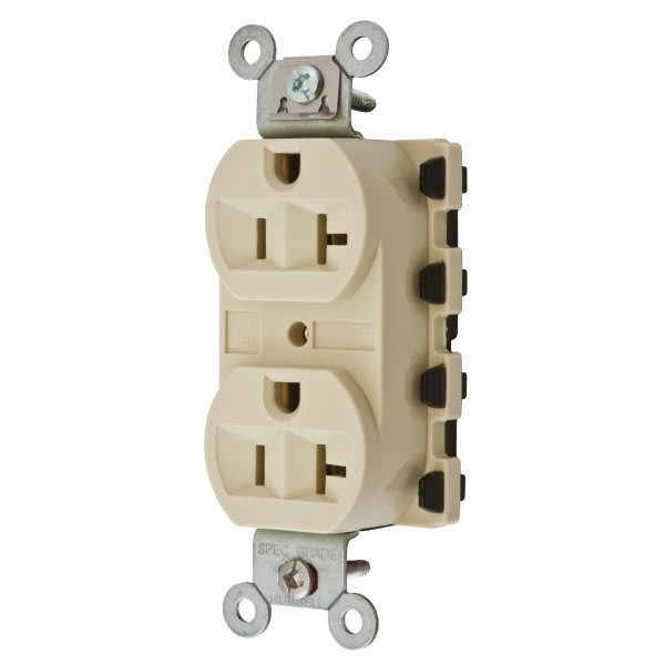 Hubbell Snap-On 20 Amp 125 Volt Extra Heavy Duty Snapconnect Duplex Standard Outlet (Ivory) SNAP5362IA