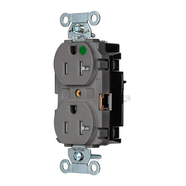 Hubbell Wiring Edgeconnect 20a 125v X-Hd Hosp Duplex Recp Gray Package Of 10 8300STGYTR