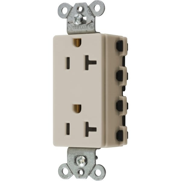 Hubbell Snap-On 20 Amp 125 Volt Extra Heavy Duty Decorator Snapconnect Duplex Receptacle (Light Almond)