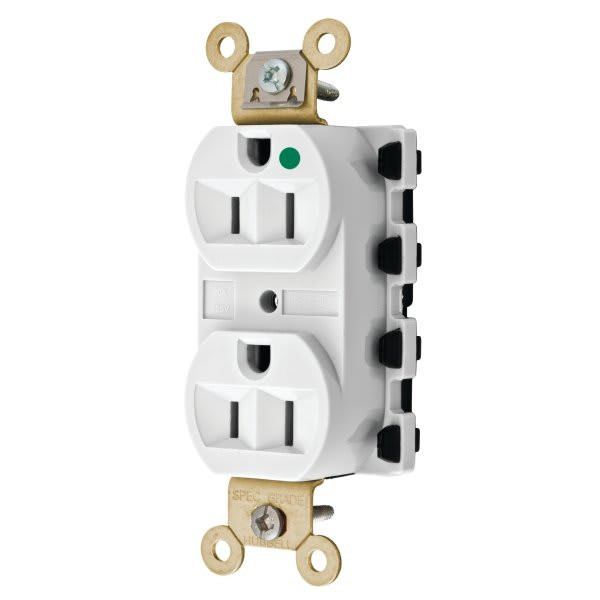 Hubbell Snap-On 15 Amp 125 Volt Hospital-Grade Snapconnect Duplex Standard Outlet (White)