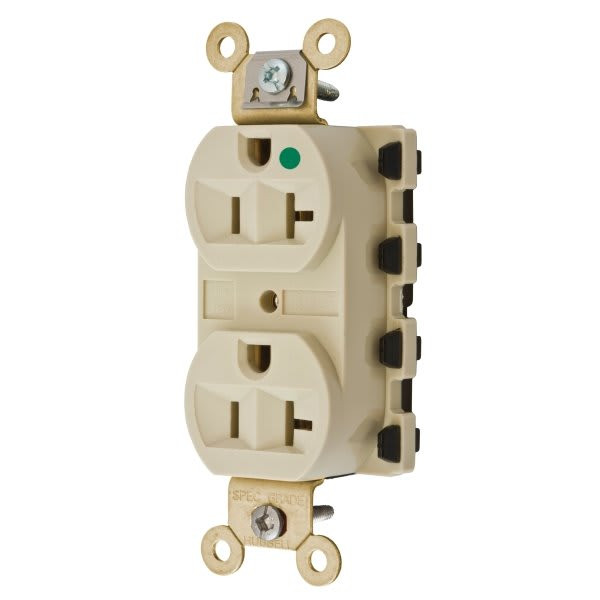 Hubbell Snap-On 20 Amp 125 Volt Hospital-Grade Snapconnect Duplex Standard Outlet (Ivory)