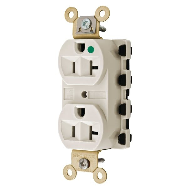 Hubbell Snap-On 20 Amp 125 Volt Hospital-Grade Snapconnect Duplex Standard Outlet (Light Almond)