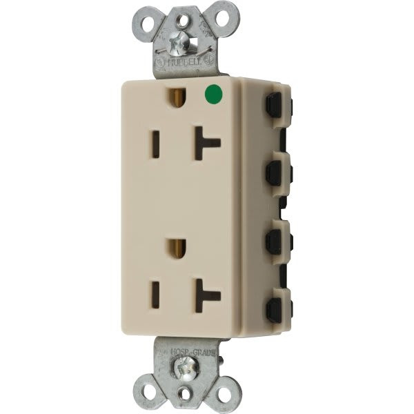 Hubbell Snap-On 20 Amp 125 Volt Hospital-Grade Snapconnect Decorator Duplex Standard Outlet (Ivory)