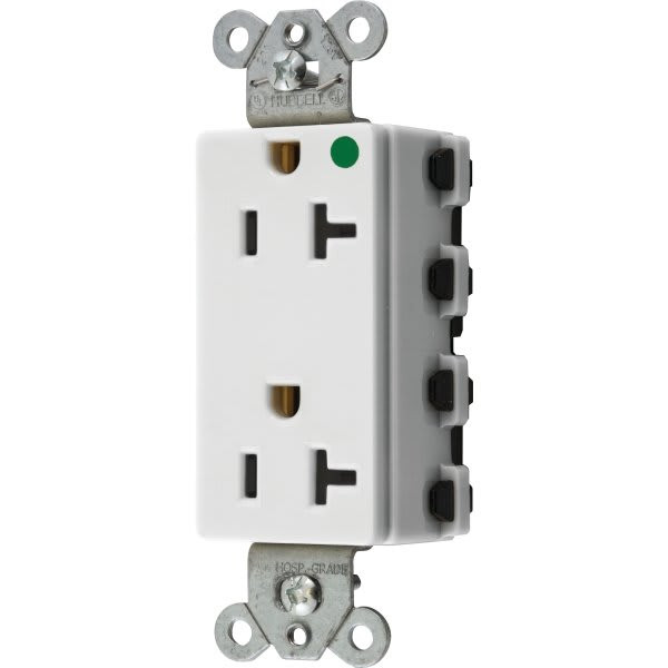 Hubbell Snap-On 20 Amp 125 Volt Hospital-Grade Decorator Snapconnect Duplex Standard Outlet (White)