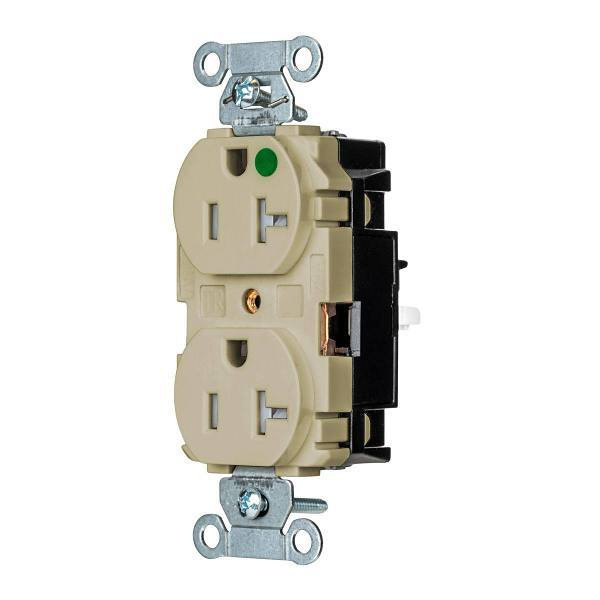 Hubbell Wiring Edgeconnect 20a 125v X-Hd Hosp Duplex Recp Ivory Package Of 10