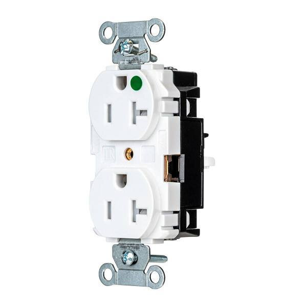 Hubbell Wiring Edgeconnect 20a 125v X-Hd Hosp Duplex Recp White Package Of 10
