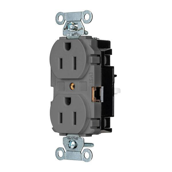Hubbell Wiring Edgeconnect 15a 125v Gray Commercial Duplex Recp Package Of 10