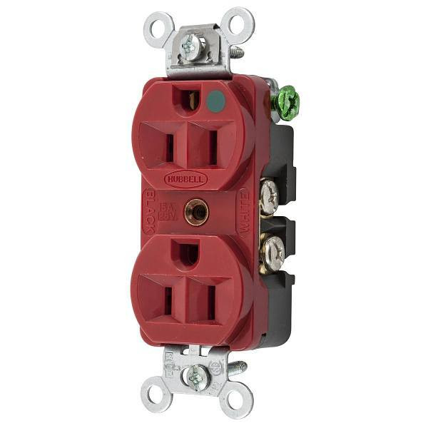 Hubbell Wiring Straight Blade 15a 125v Cmpt Hosp Dplx Recp Red Package Of 10