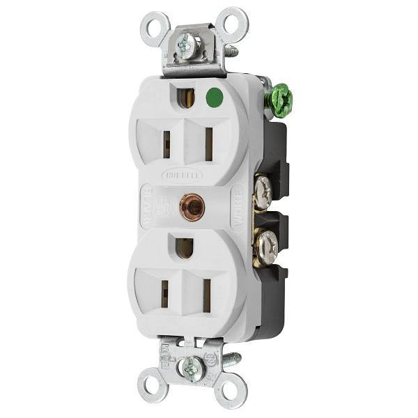 Hubbell Wiring Straight Blade 15a 125v Cmpt Hosp Dplx Recp White Package Of 10