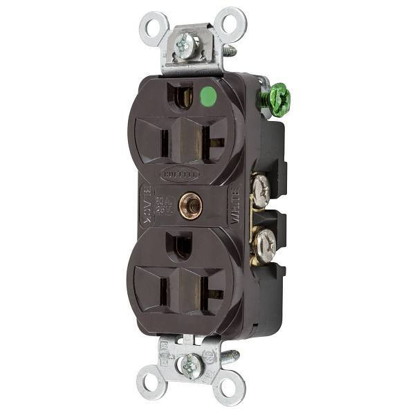 Hubbell Wiring Straight Blade 20a 125v Cmpt Hosp Dplx Recp Brown Package Of 10