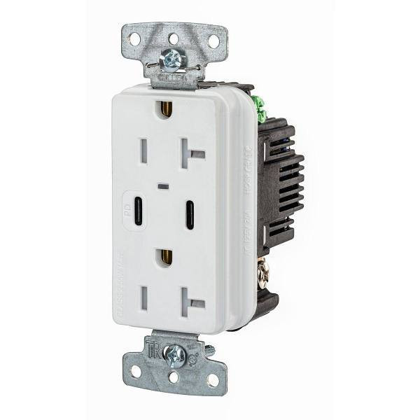 Hubbell Wiring Devices 20a USB C Power Delivery Rec White